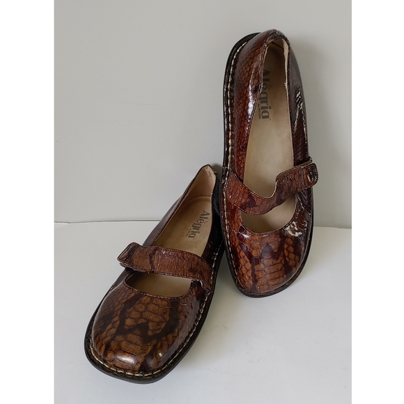 Alegria Feliz Snakeskin Print Mary Jane Shoes Clogs Leather US 9 / EU 39 - Picture 7 of 16